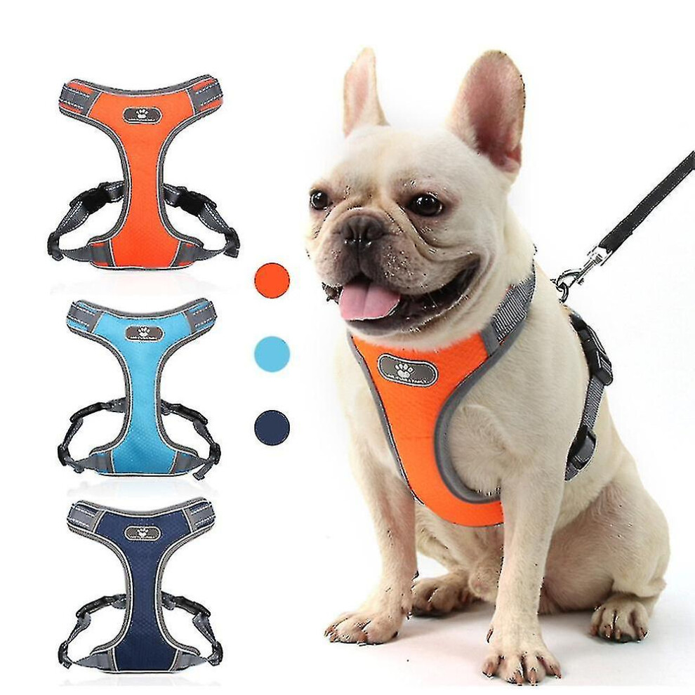 (Dark blue, M) No Pull Dog Harness,adjustable Breathable Dog Harness Fully Reflective Harness For Small Dog Medium Large