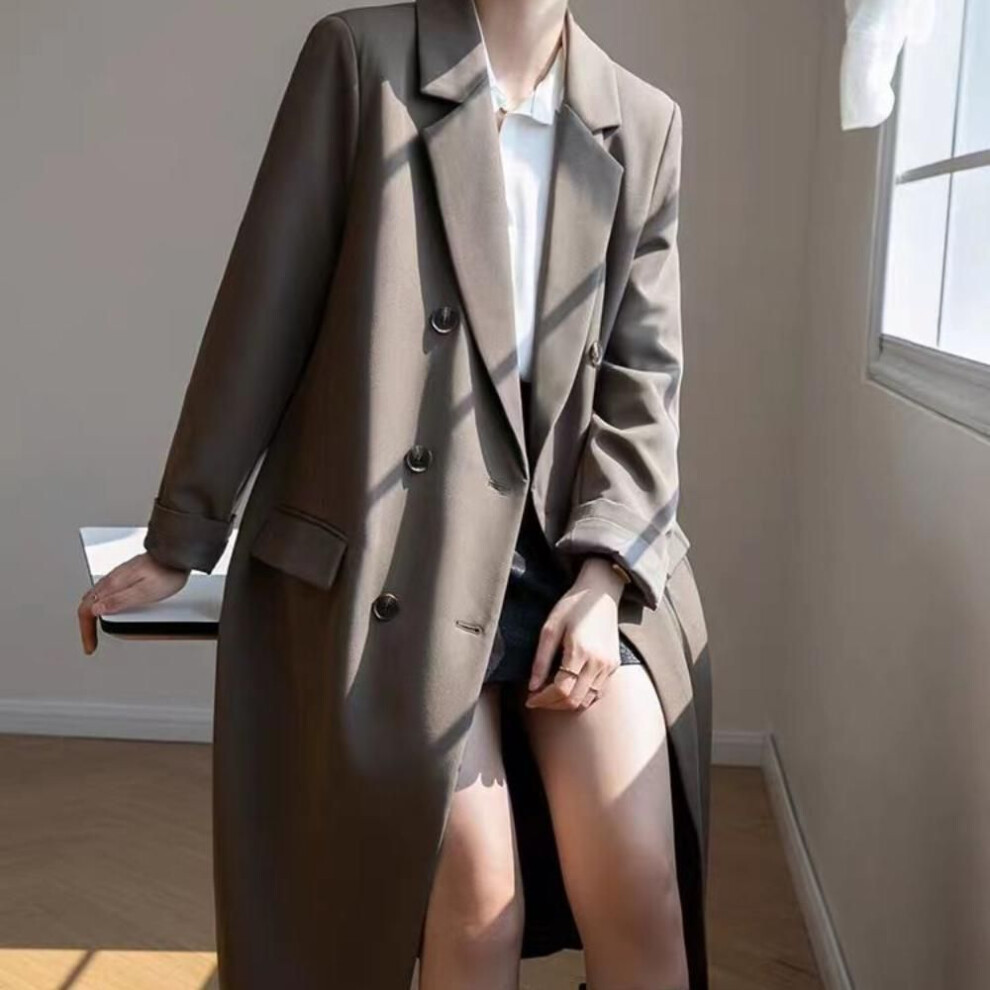 (as the picture, XL) Upgrade Your Winter Style with this Long Grey Wool Coat for Women
