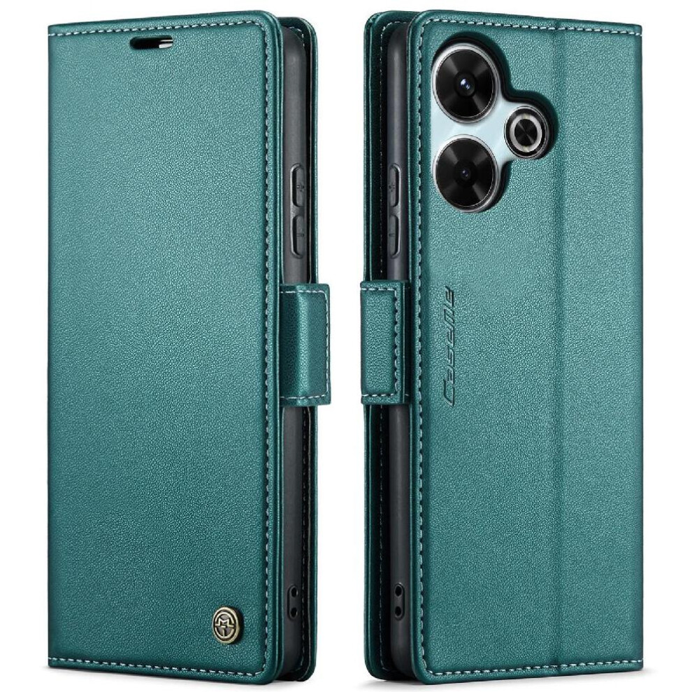 (Green) Caseme Case For Xiaomi Redmi 13 4G Wallet Case Kickstand Card Slot Anti Fraud Shockproof Case Green 764549475094