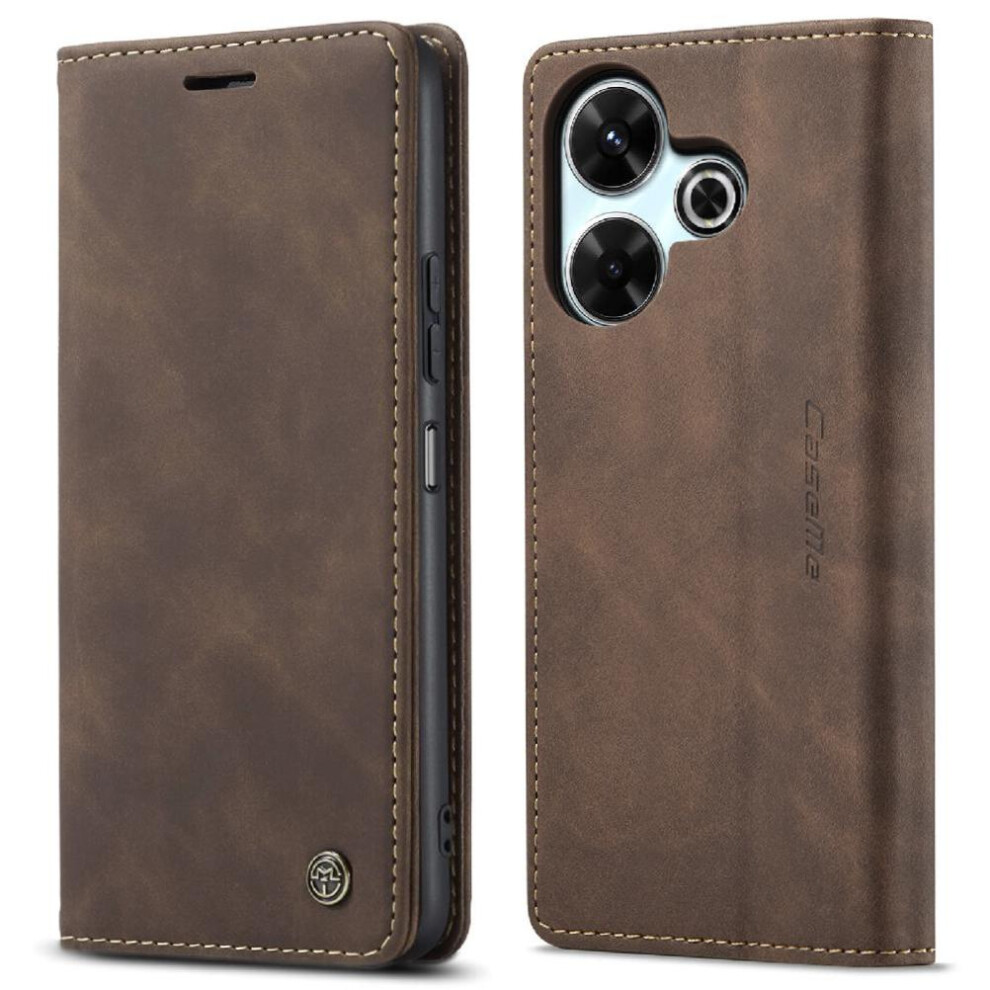 (Brown) Flip Case For Xiaomi Redmi 13 4G Case Card Slot Kickstand Vintage Pu Leather Wallet Flip Folio Book Magnetic Closure Shockproof Brown 764549475186