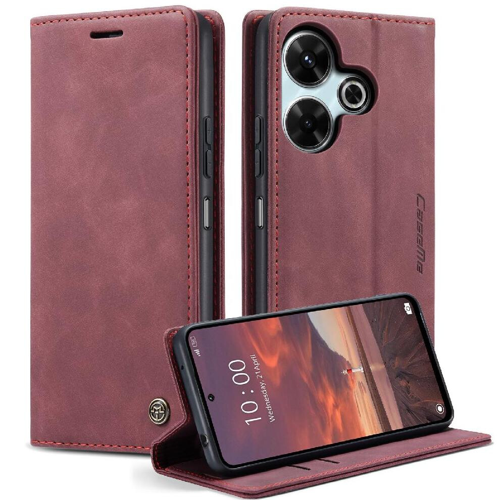 (Red) Flip Case For Xiaomi Mi 13 4G Case Card Slot Kickstand Vintage Pu Leather Wallet Flip Folio Book Magnetic Closure Shockproof Red 764549475155