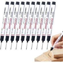 (Black) 10Pcs Deep Hole Marker Pencil - 20mm Fine Long Tip Marker, Long Reach Pen, Long Head Deep Hole Marker Pens, Long Head Metal Marking Pen
