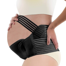 (Black, XL) Pregnancy Support Belt 3 In 1 Maternity Belt Soft Stretchable Breathable Material For Pregnancy