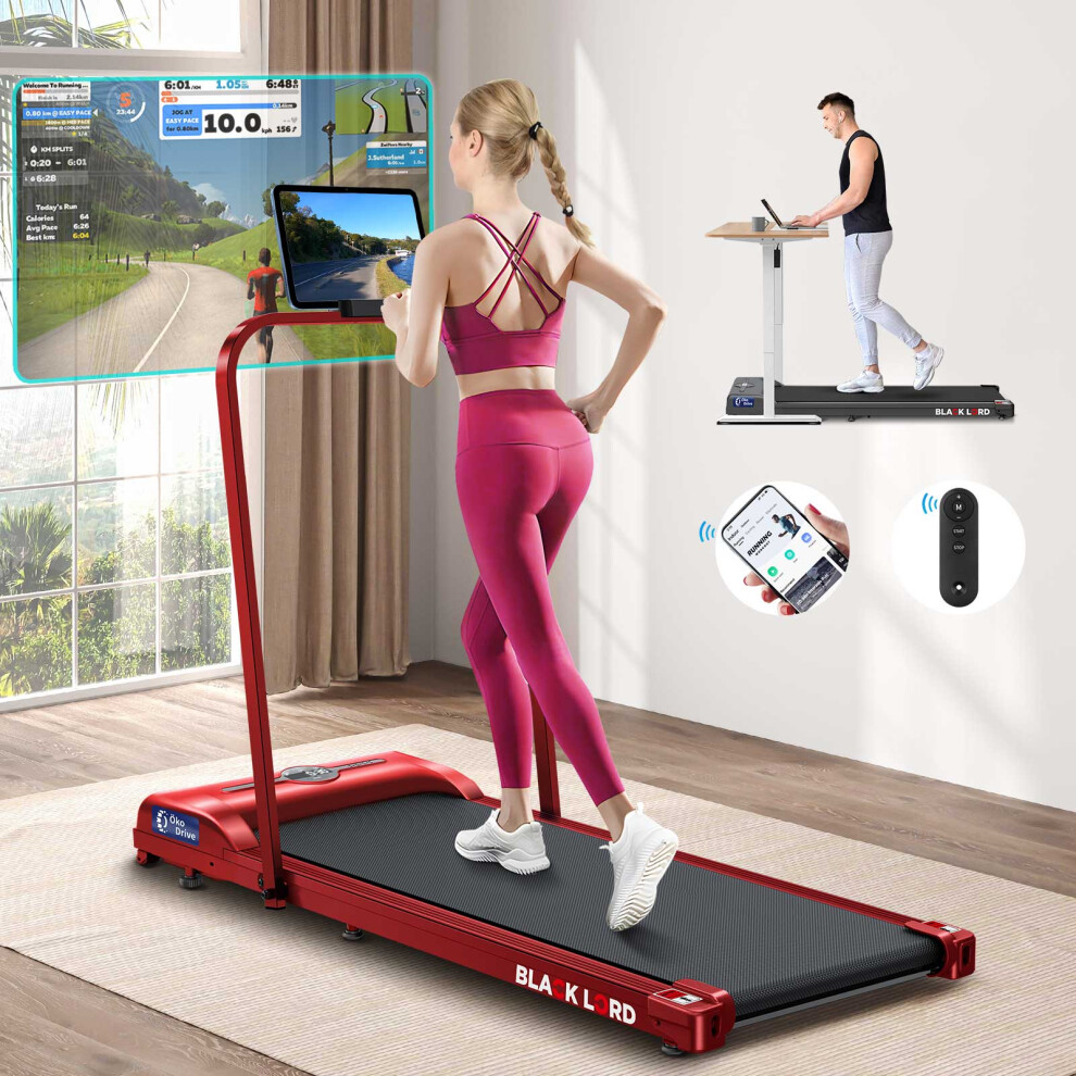 BLACK LORD Treadmill Walking Pad Gym Fitness Foldable handrail Red