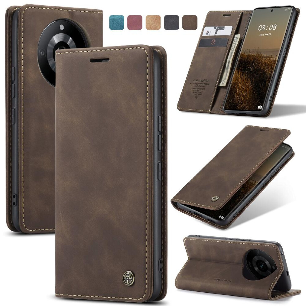 (Brown) Flip Case For Realme 11 Pro 5G Vintage Pu Leather Wallet Flip Folio Book Case Card Slot Kickstand Magnetic Closure Shockproof Brown 764549480739