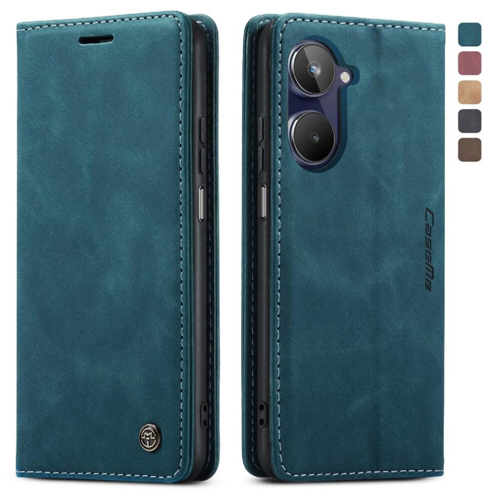 (Blue) Flip Case For Realme 10 4G Vintage Pu Leather Wallet Case Card Slot Kickstand Magnetic Closure Shockproof Flip Folio Book Blue 764549481170