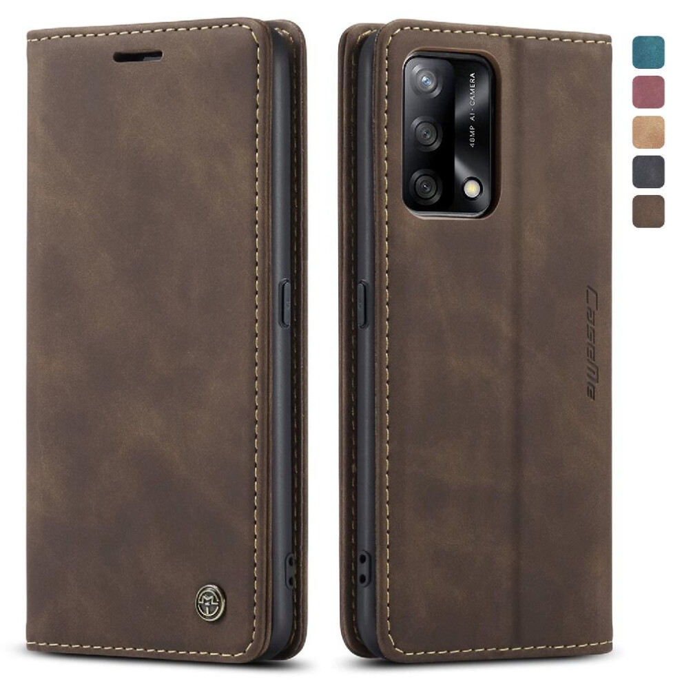 (Brown) Flip Case For Oppo A74 4G/A95 4G Case Card Slot Kickstand Magnetic Closure Shockproof Vintage Pu Leather Wallet Flip Folio Book Brown 764549481231