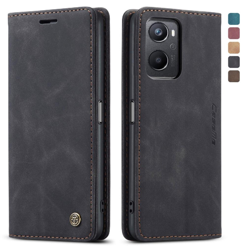 (Black) Flip Case For Realme 9I 4G Magnetic Closure Shockproof Case Card Slot Kickstand Flip Folio Book Vintage Pu Leather Wallet Black 764549481347