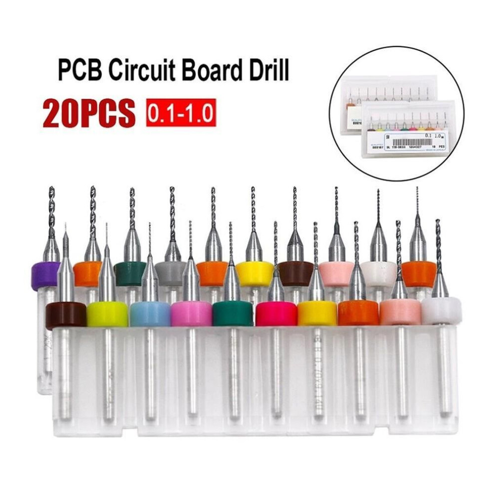 Power Tool-20Pcs 0.1-1.0mm PCB Drill Bits Set Circuit Micro Mini Board Print Carbide