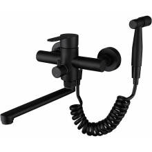 Black Wall Mounted Faucet, Wall Mounted Kitchen Faucet, Food Grade with Spray Gun and Water Jet Sink 360 Swivel Wall Mounted Mixer Tap