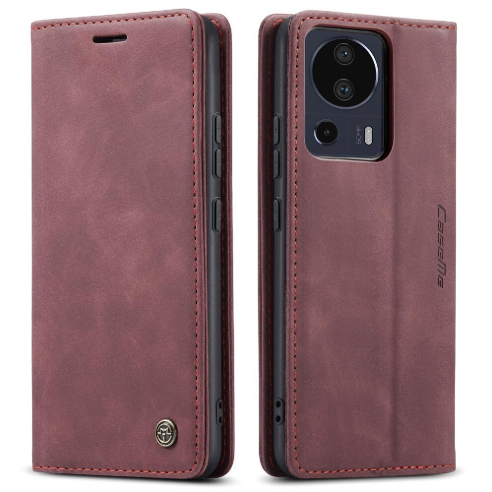 (Red) Flip Case For Xiaomi 13 Lite Flip Folio Book Magnetic Closure Shockproof Case Card Slot Kickstand Vintage Pu Leather Wallet Red 764549482306