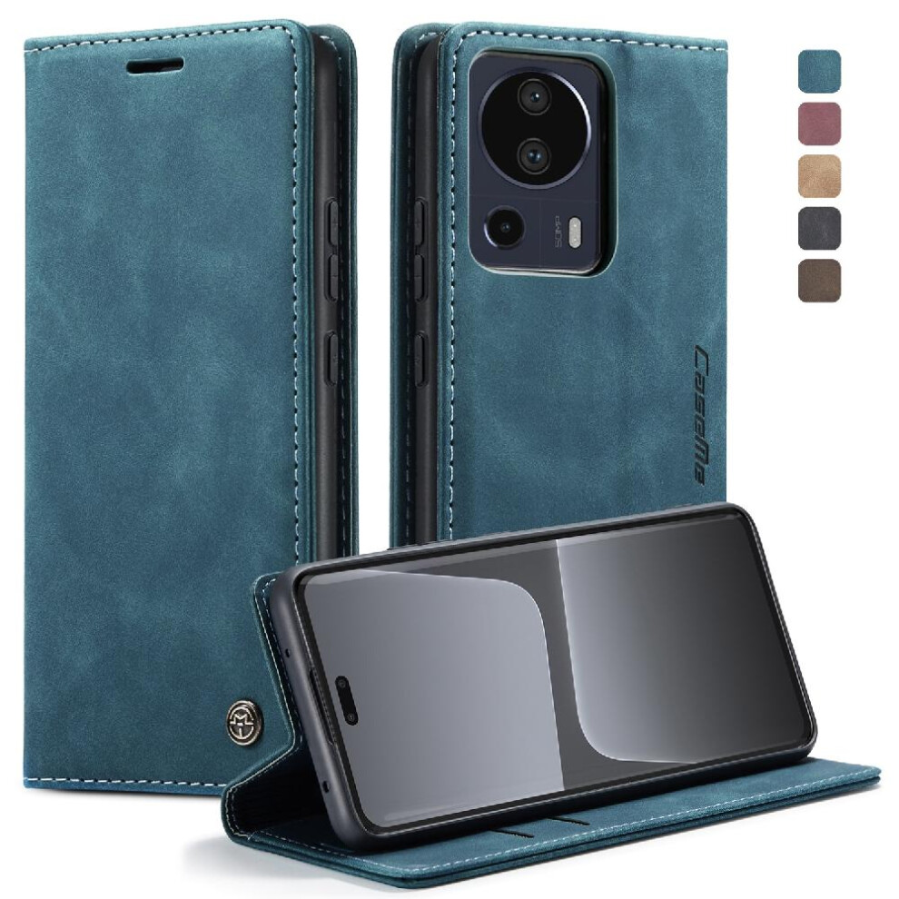 (Blue) Flip Case For Xiaomi 13 Lite Flip Folio Book Magnetic Closure Shockproof Case Card Slot Kickstand Vintage Pu Leather Wallet Blue 764549482320