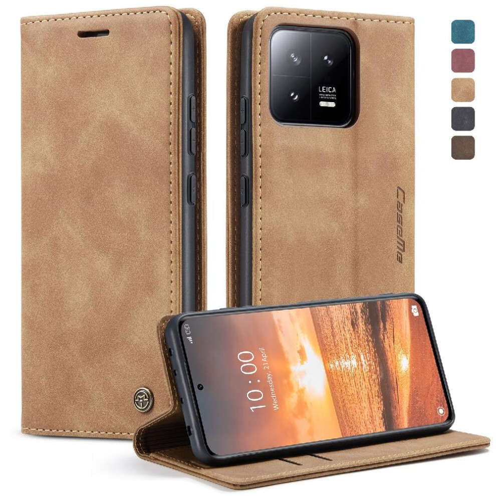 (Yellow) Flip Case For Xiaomi 13 Vintage Pu Leather Wallet Magnetic Closure Shockproof Case Card Slot Kickstand Flip Folio Book Yellow 764549482368