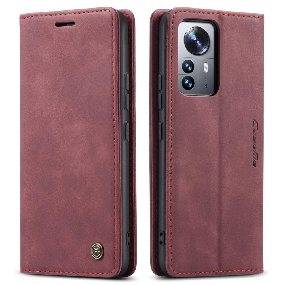 (Red) Flip Case For Xiaomi 12 Pro Flip Folio Book Case Card Slot Kickstand Vintage Pu Leather Wallet Magnetic Closure Shockproof Red 764549482450