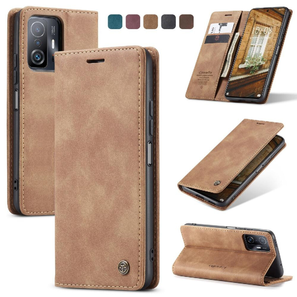 (Yellow) Flip Case For Xiaomi 11T/11T Pro Magnetic Closure Shockproof Vintage Pu Leather Wallet Case Card Slot Kickstand Flip Folio Book Yellow 764549482511