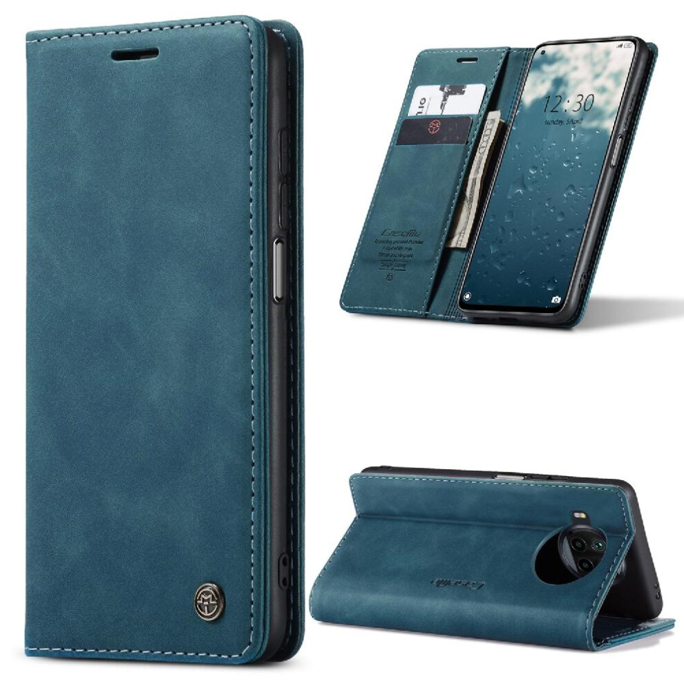 (Blue) Flip Case For Xiaomi 10T Lite 5G Magnetic Closure Shockproof Vintage Pu Leather Wallet Case Card Slot Kickstand Flip Folio Book Blue 764549482573