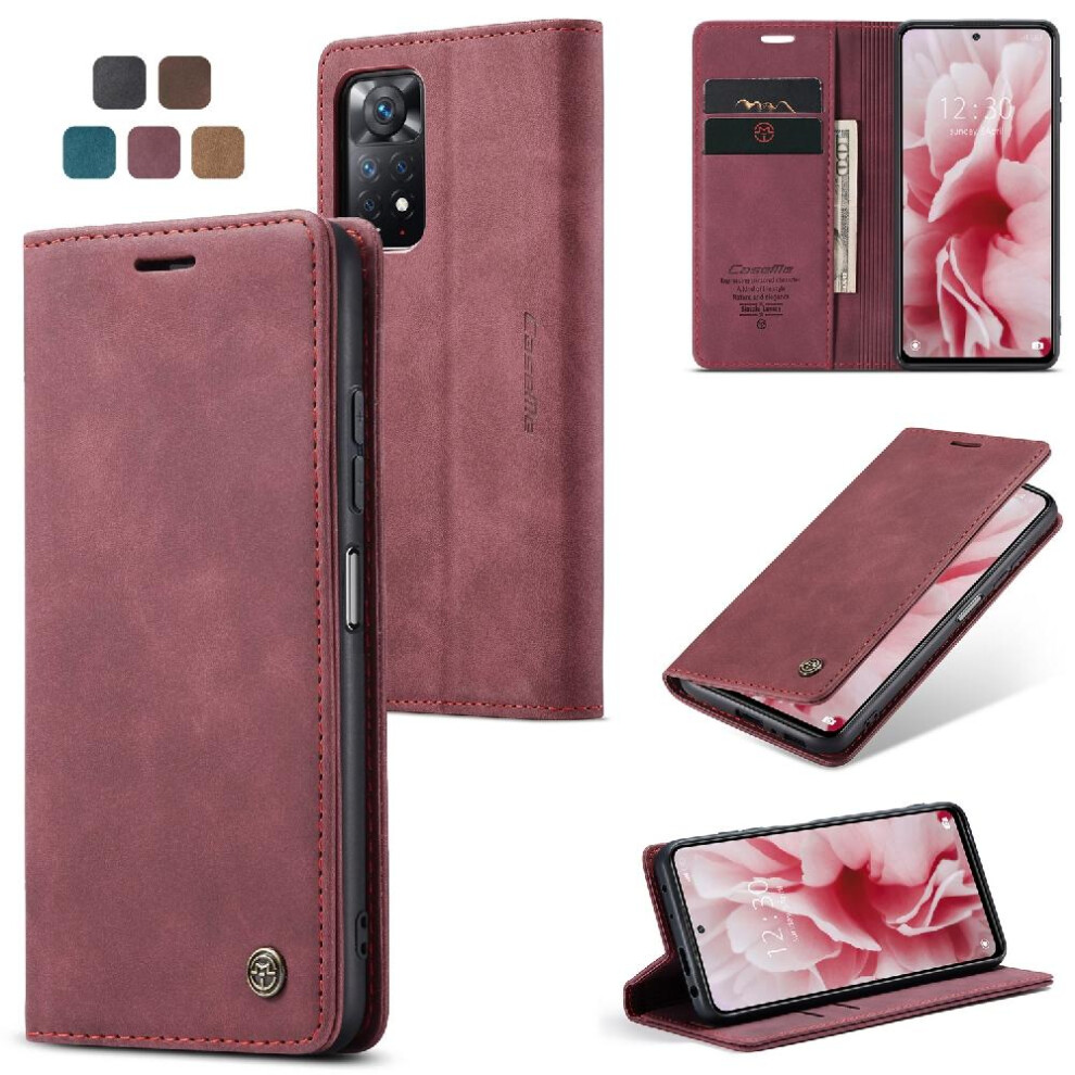 (Red) Flip Case For Xiaomi Mi Note 12 Pro 4G Magnetic Closure Shockproof Case Card Slot Kickstand Flip Folio Book Vintage Pu Leather Wallet Red 764549482900