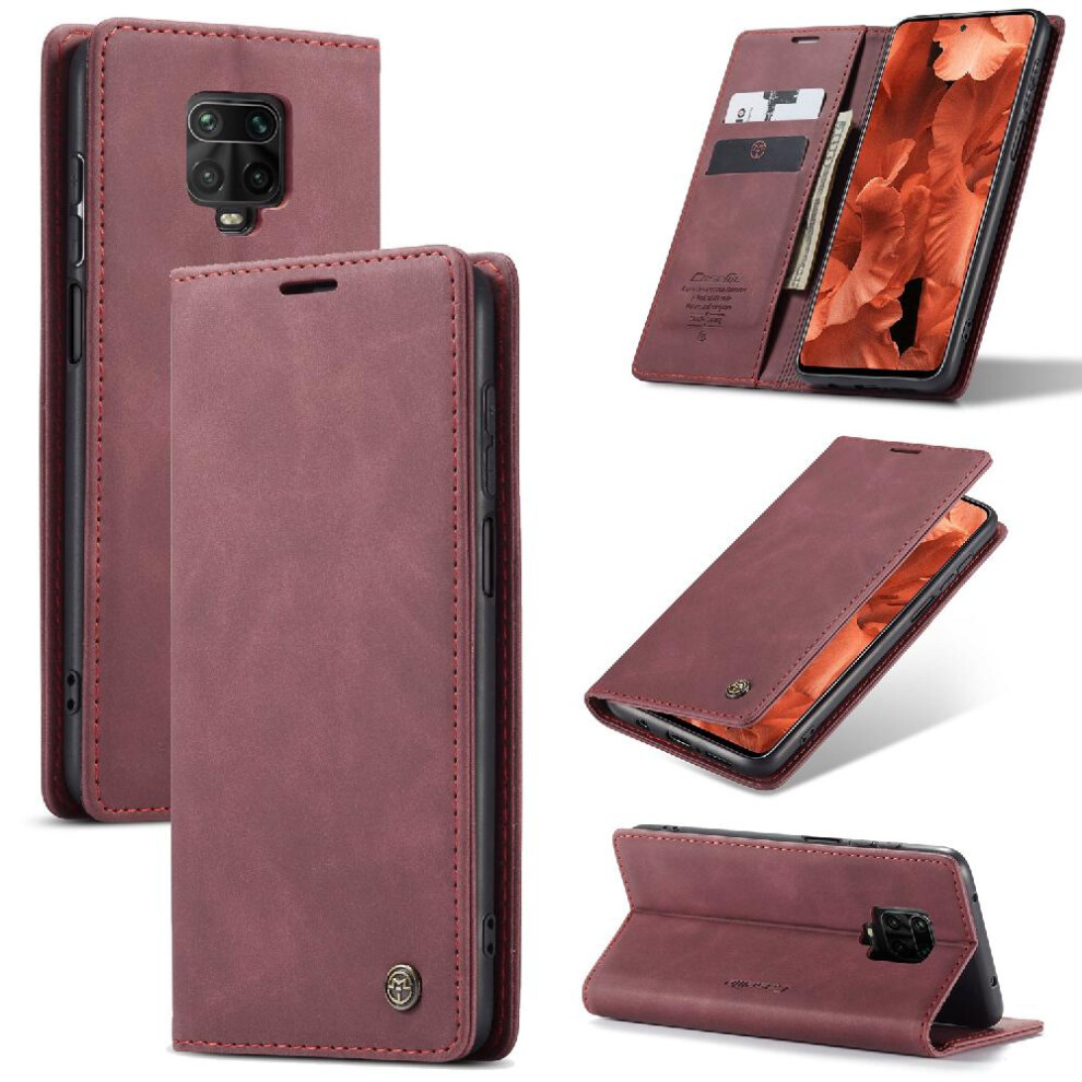 (Red) Flip Case For Xiaomi Mi Note 9S/Note 9 Pro Case Card Slot Kickstand Magnetic Closure Shockproof Vintage Pu Leather Wallet Flip Folio Book Red 764549483204