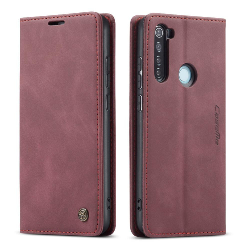 (Red) Flip Case For Xiaomi Mi Note 8 Vintage Pu Leather Wallet Case Card Slot Kickstand Magnetic Closure Shockproof Flip Folio Book Red 764549483358