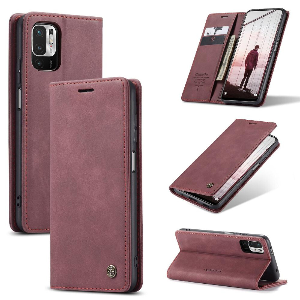 (Red) Flip Case For Xiaomi Mi Note 10 5G Magnetic Closure Shockproof Flip Folio Book Vintage Pu Leather Wallet Case Card Slot Kickstand Red 764549483419