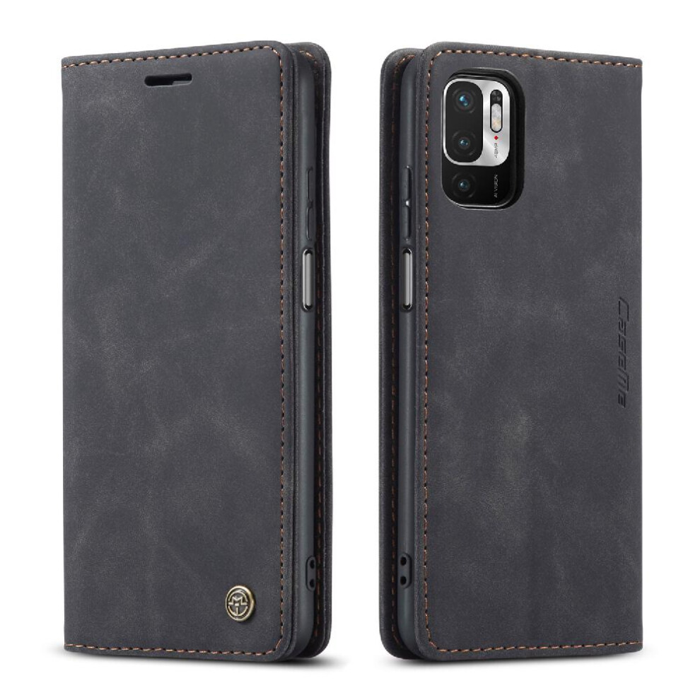 (Black) Flip Case For Xiaomi Poco M3 Pro 5G Flip Folio Book Magnetic Closure Shockproof Case Card Slot Kickstand Vintage Pu Leather Wallet Black 764549483501