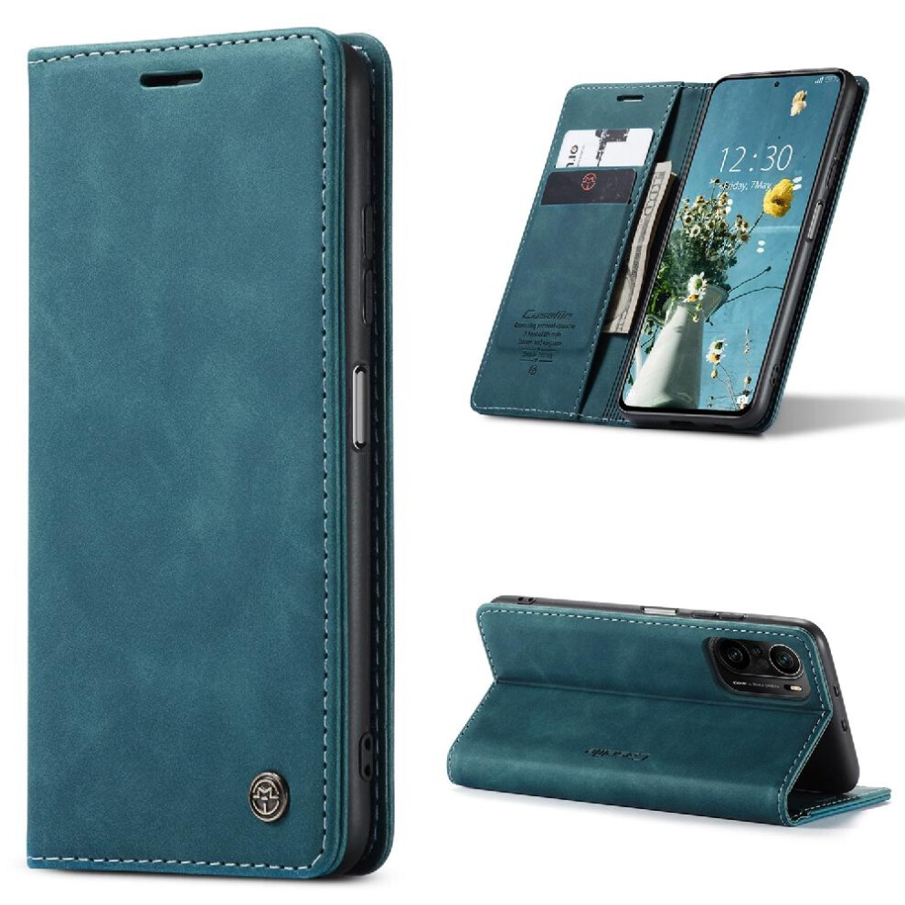 (Blue) Flip Case For Xiaomi Poco F3 Flip Folio Book Case Card Slot Kickstand Magnetic Closure Shockproof Vintage Pu Leather Wallet Blue 764549483532