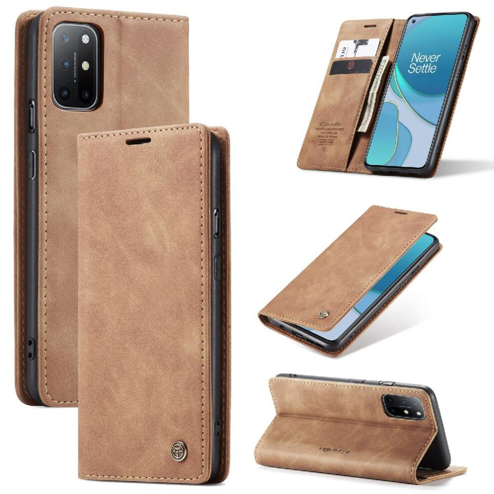 (Yellow) Flip Case For Oneplus 8T Magnetic Closure Shockproof Flip Folio Book Vintage Pu Leather Wallet Case Card Slot Kickstand Yellow 764549483679