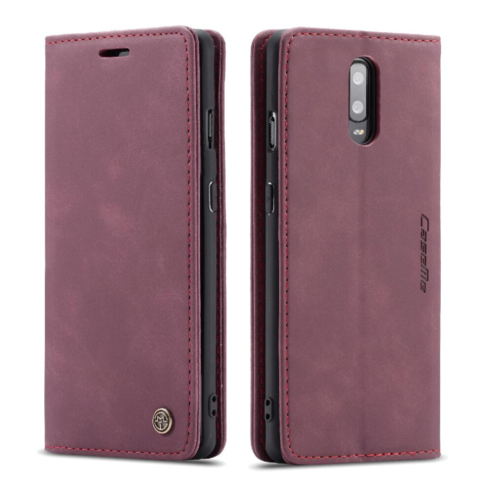 (Red) Flip Case For Oneplus 7 Flip Folio Book Vintage Pu Leather Wallet Magnetic Closure Shockproof Case Card Slot Kickstand Red 764549483761