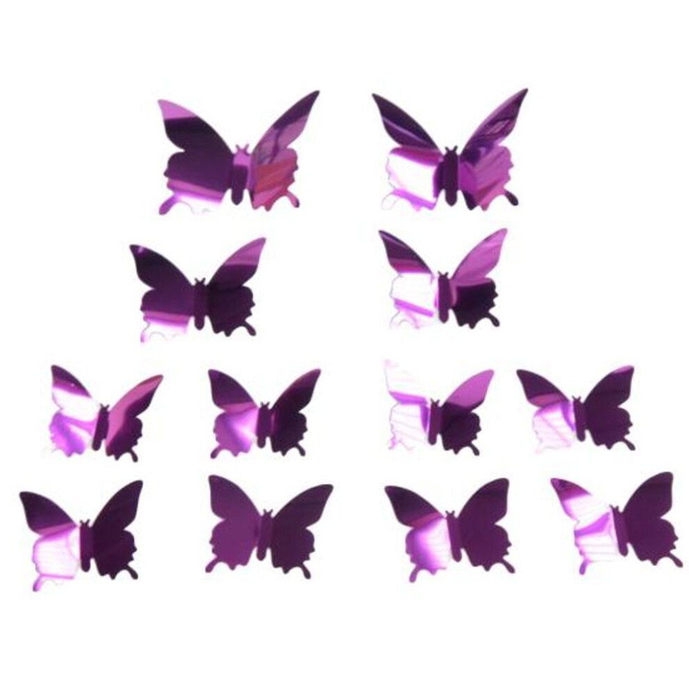 12pcs/set Butterfly Wall Art 3D Mirror Pvc Sticker Decal Removable Home Decor