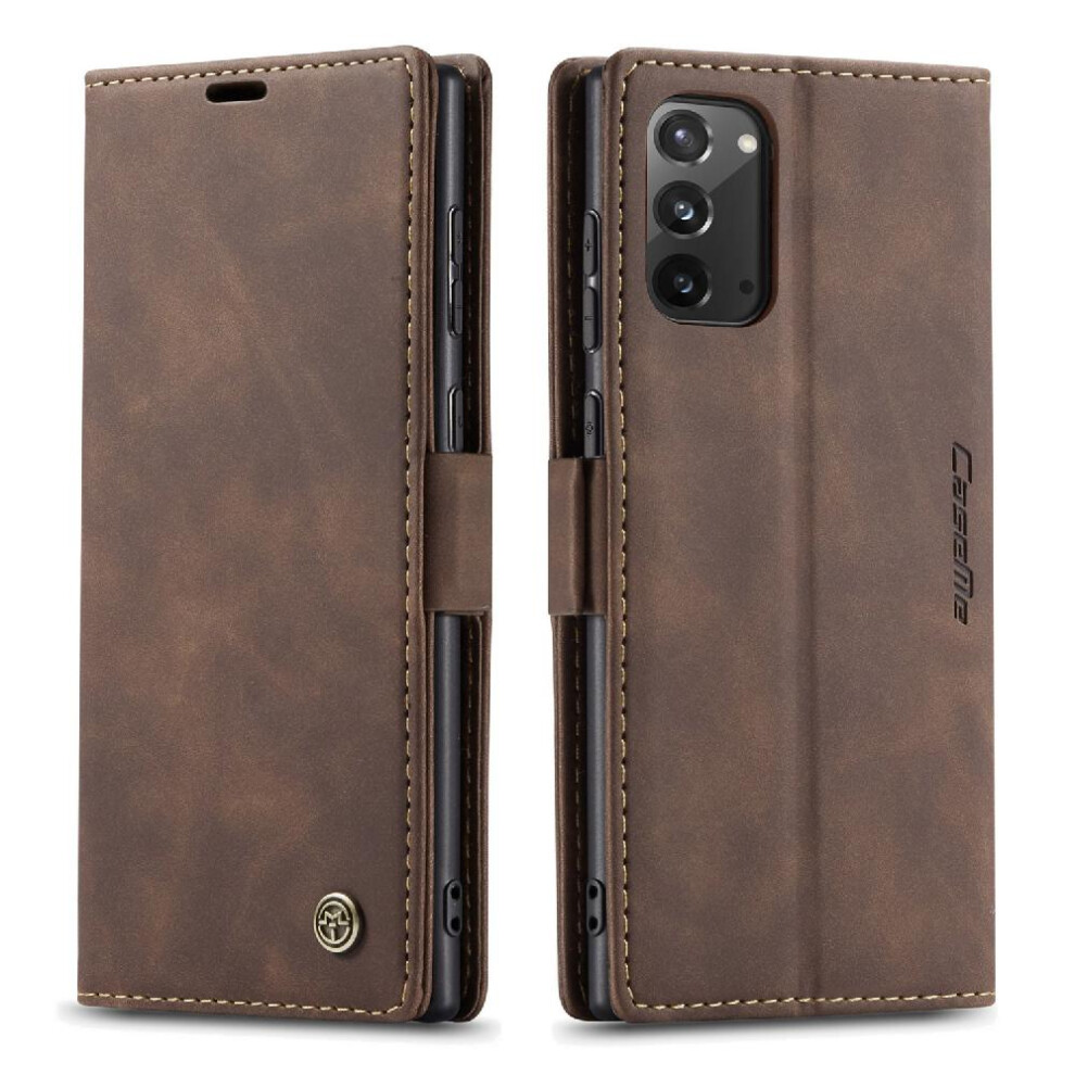 (Brown) Flip Case For Samsung Galaxy Note20 Magnetic Closure Shockproof Case Card Slot Kickstand Flip Folio Book Vintage Pu Leather Wallet Brown 764549484348