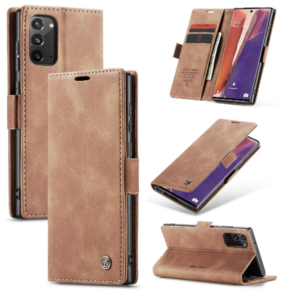 (Yellow) Flip Case For Samsung Galaxy Note20 Magnetic Closure Shockproof Case Card Slot Kickstand Flip Folio Book Vintage Pu Leather Wallet Yellow 764549484324