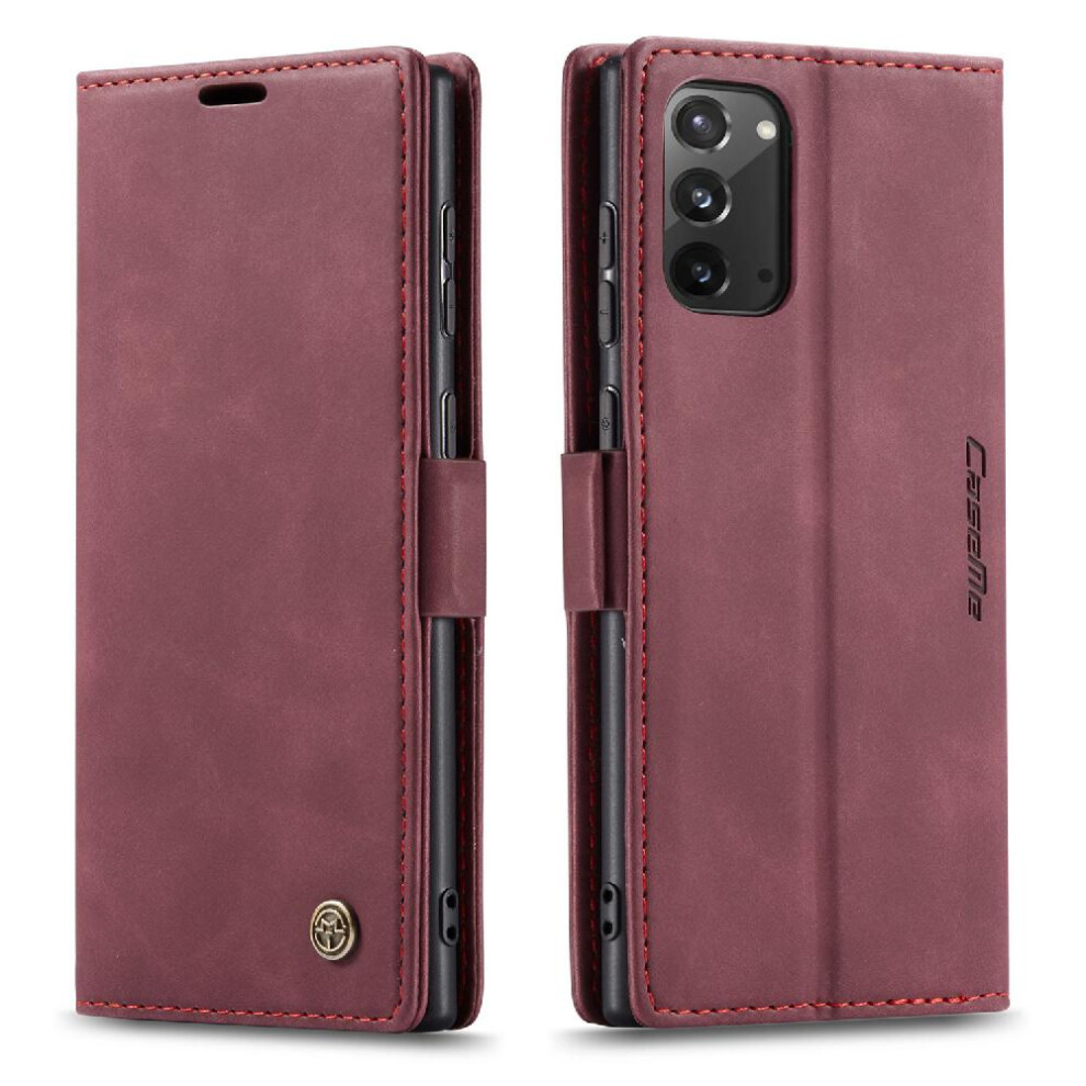 (Red) Flip Case For Samsung Galaxy Note20 Magnetic Closure Shockproof Case Card Slot Kickstand Flip Folio Book Vintage Pu Leather Wallet Red 764549484317