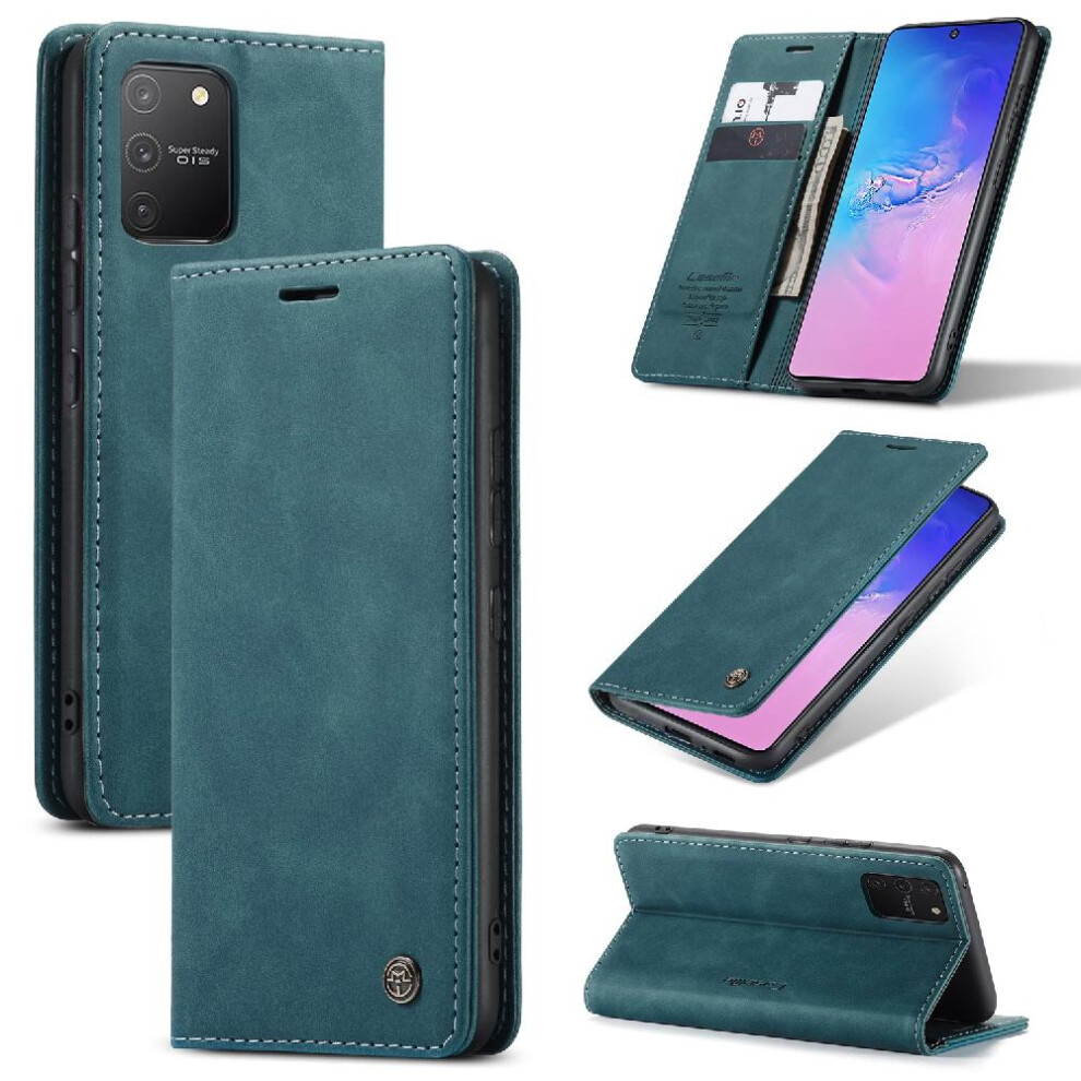 (Blue) Flip Case For Samsung Galaxy S10 Lite Vintage Pu Leather Wallet Flip Folio Book Case Card Slot Kickstand Magnetic Closure Shockproof Blue 764549484683