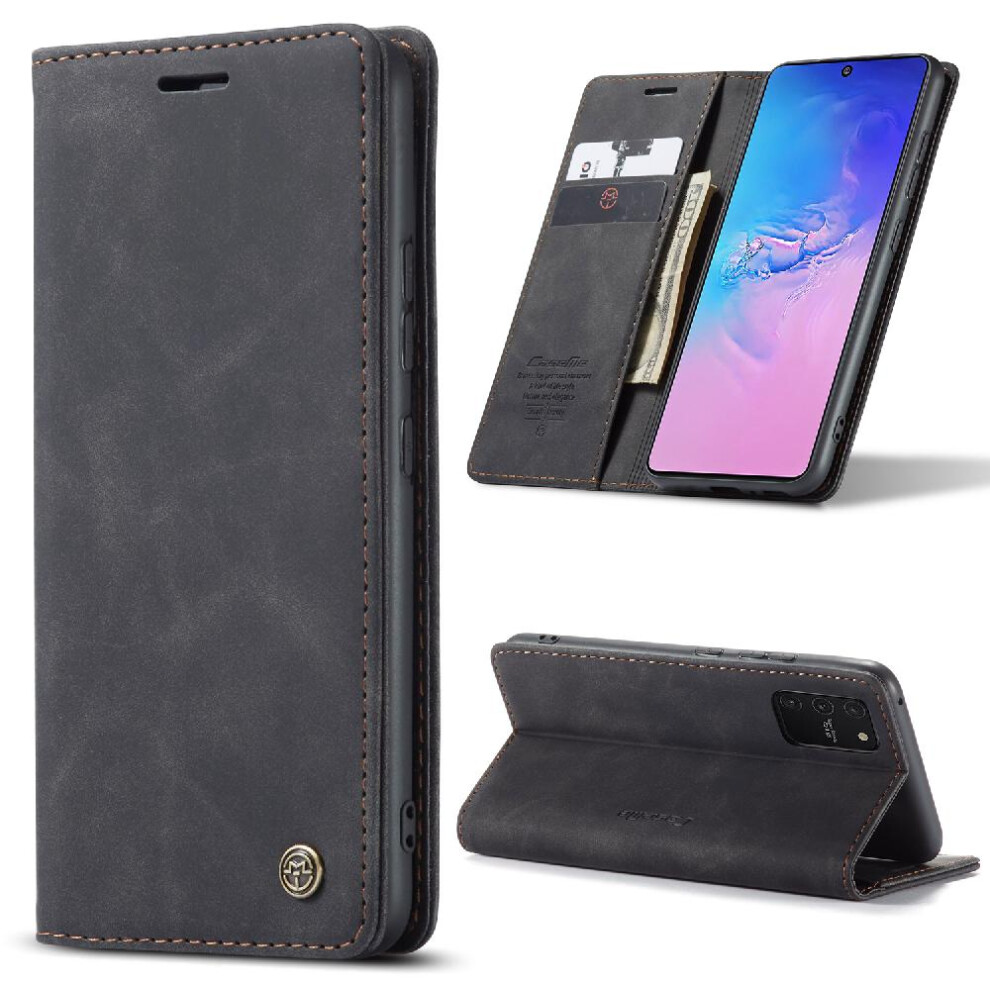 (Black) Flip Case For Samsung Galaxy S10 Lite Vintage Pu Leather Wallet Flip Folio Book Case Card Slot Kickstand Magnetic Closure Shockproof Black 764549484706