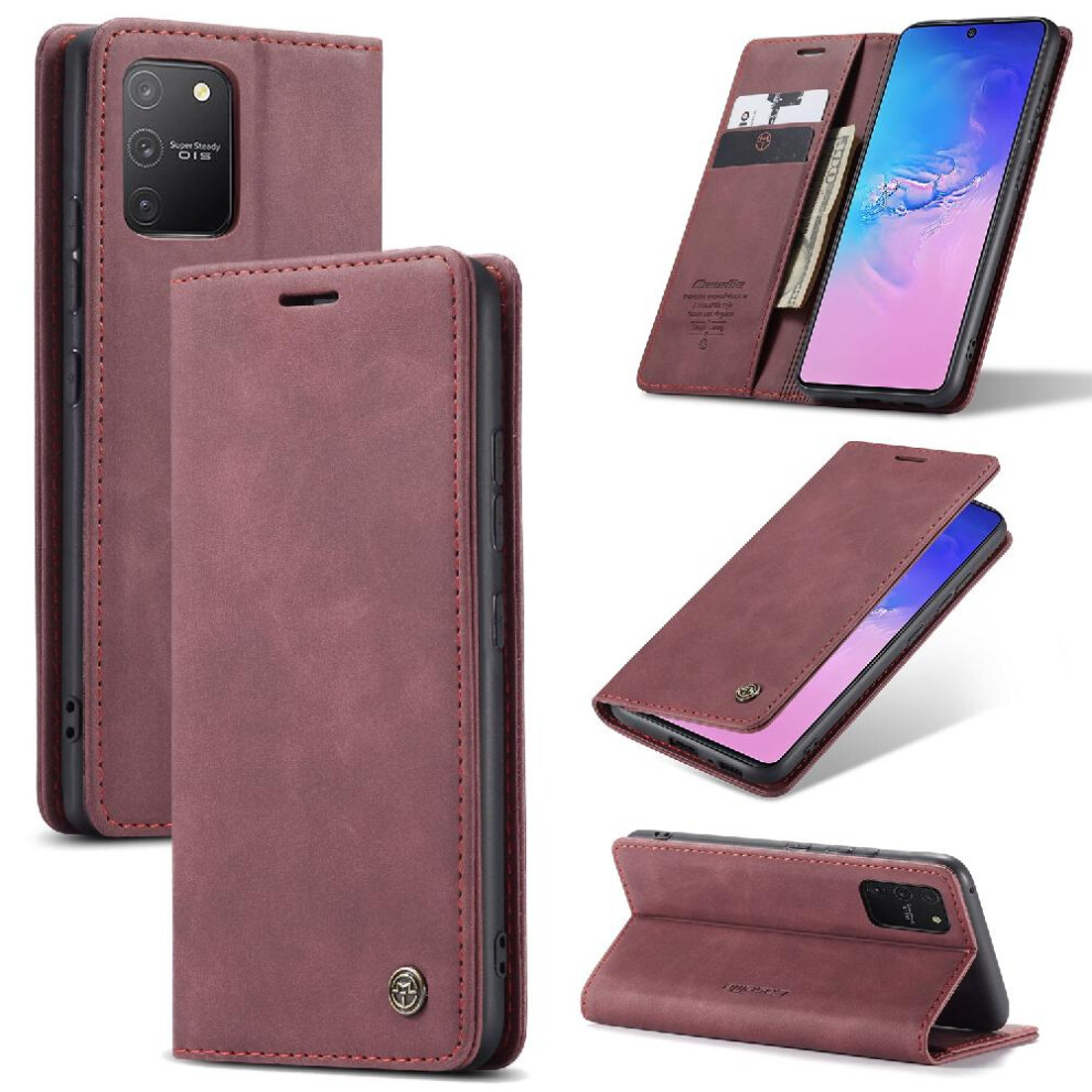 (Red) Flip Case For Samsung Galaxy Note 10 Lite Case Card Slot Kickstand Vintage Pu Leather Wallet Flip Folio Book Magnetic Closure Shockproof Red 764549484713