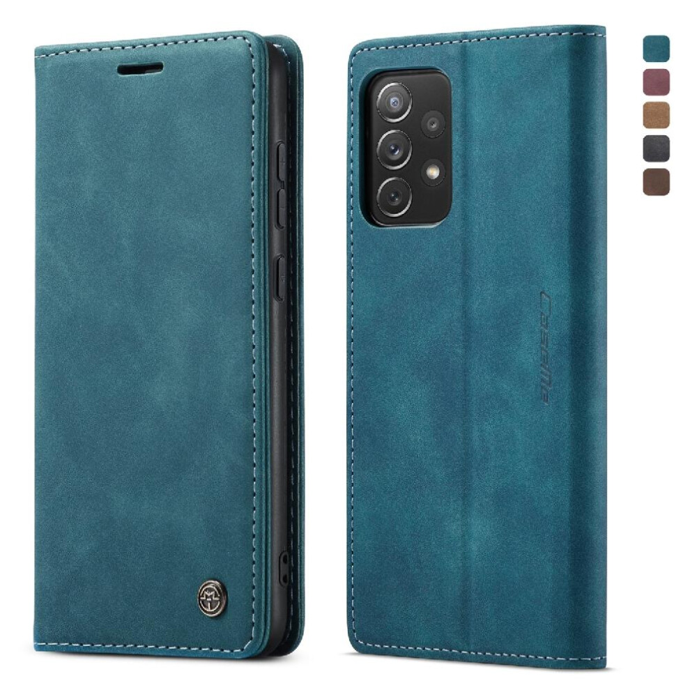 (Blue) Flip Case For Samsung Galaxy A73 5G Flip Folio Book Magnetic Closure Shockproof Vintage Pu Leather Wallet Case Card Slot Kickstand Blue 764549484782
