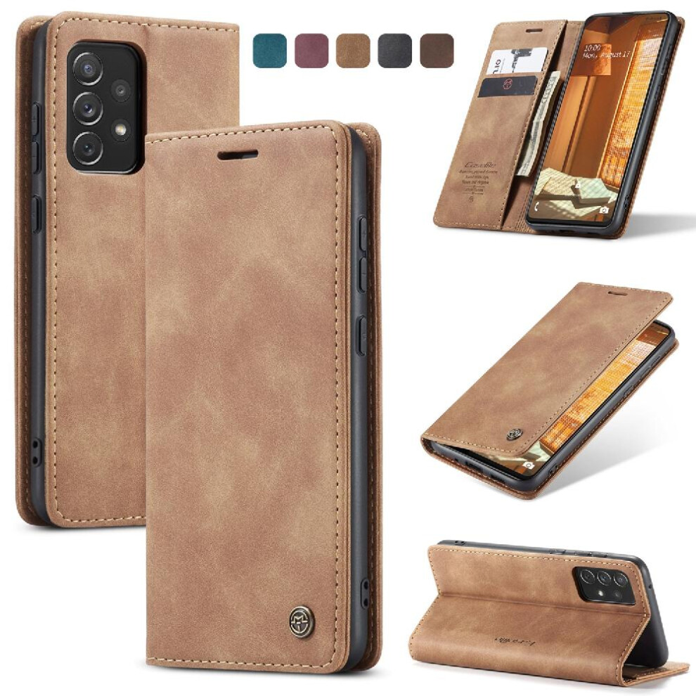(Yellow) Flip Case For Samsung Galaxy A73 5G Flip Folio Book Magnetic Closure Shockproof Vintage Pu Leather Wallet Case Card Slot Kickstand Yellow 764549484775