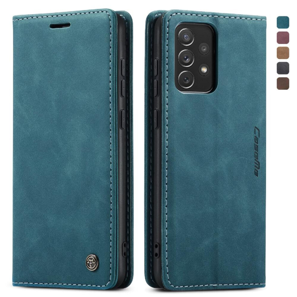 (Blue) Flip Case For Samsung Galaxy A72 Case Card Slot Kickstand Vintage Pu Leather Wallet Flip Folio Book Magnetic Closure Shockproof Blue 764549484836