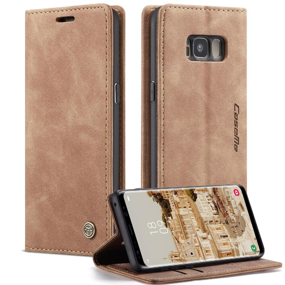 (Yellow) Flip Case For Samsung Galaxy S8 Case Card Slot Kickstand Vintage Pu Leather Wallet Magnetic Closure Shockproof Flip Folio Book Yellow 764549485024