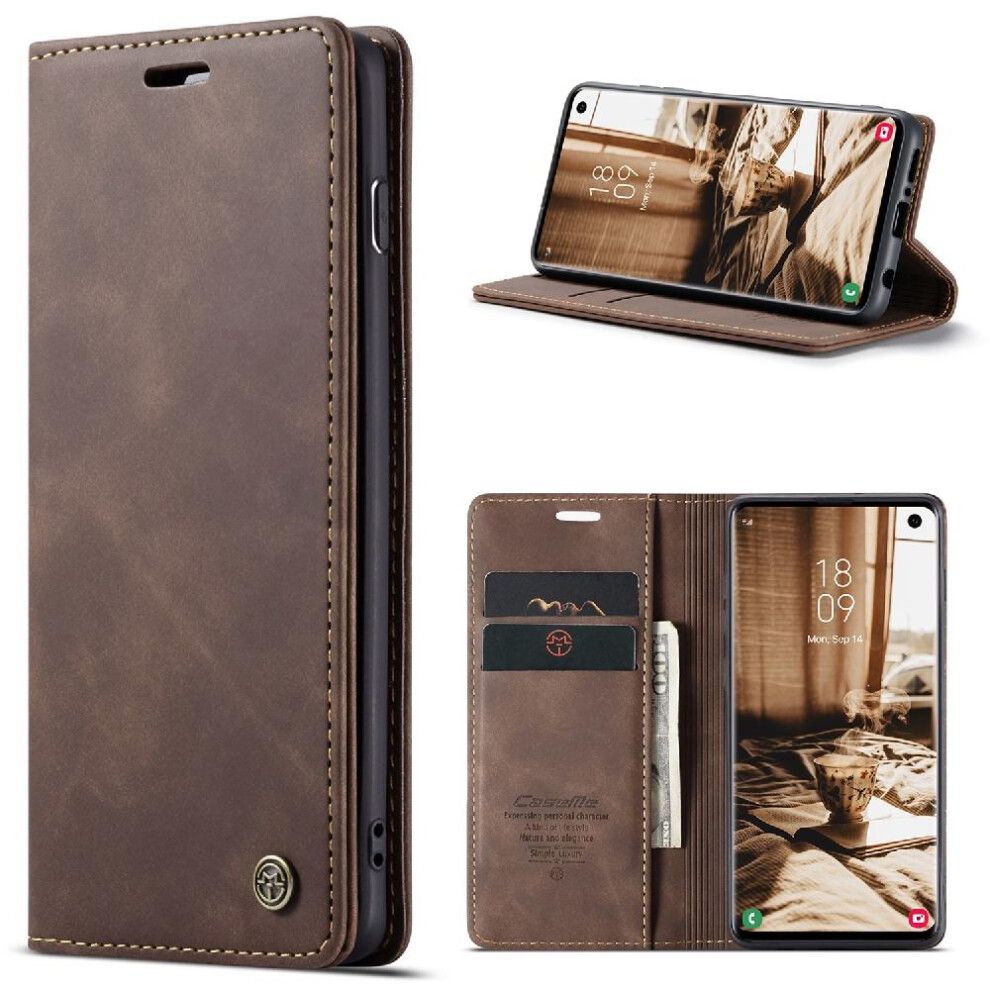 (Brown) Flip Case For Samsung Galaxy S10 Case Card Slot Kickstand Flip Folio Book Vintage Pu Leather Wallet Magnetic Closure Shockproof Brown 764549485246