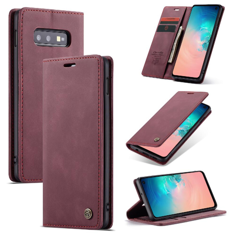 (Red) Flip Case For Samsung Galaxy S10e Vintage Pu Leather Wallet Magnetic Closure Shockproof Case Card Slot Kickstand Flip Folio Book Red 764549485260