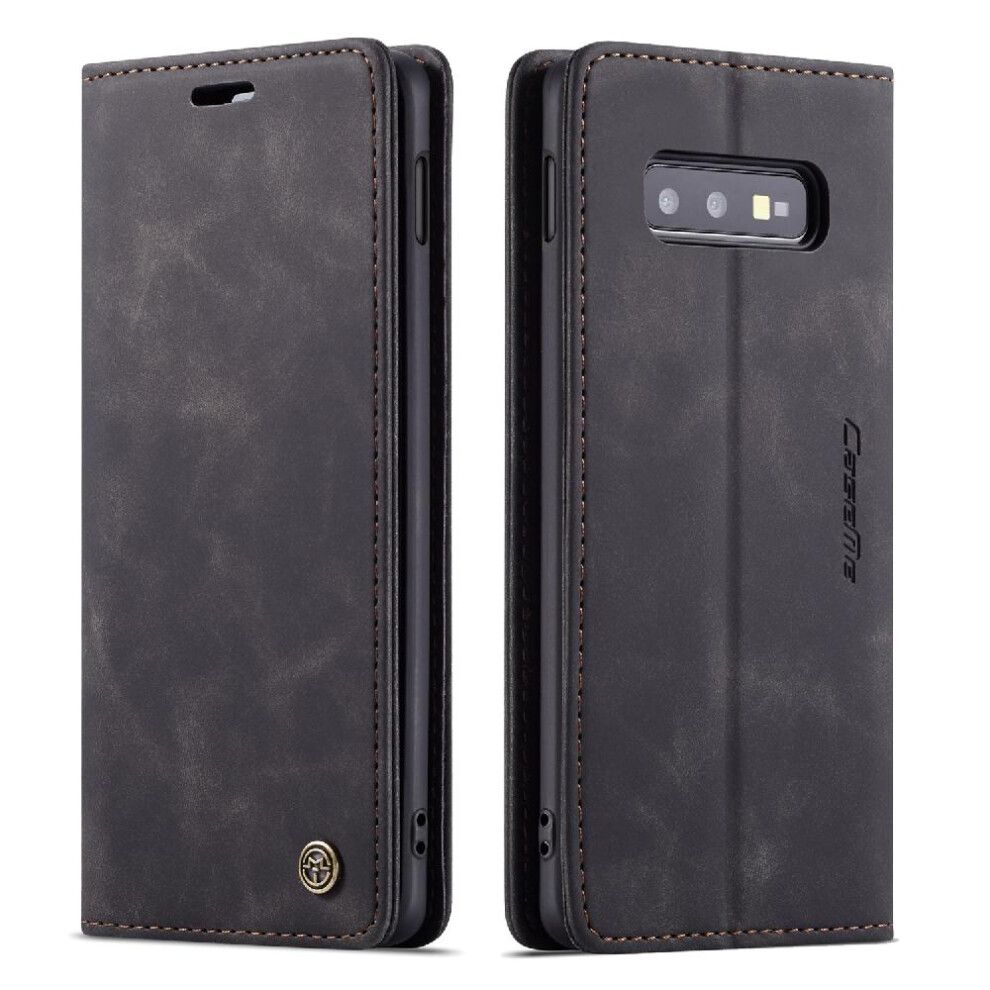 (Black) Flip Case For Samsung Galaxy S10e Vintage Pu Leather Wallet Magnetic Closure Shockproof Case Card Slot Kickstand Flip Folio Book Black 764549485307
