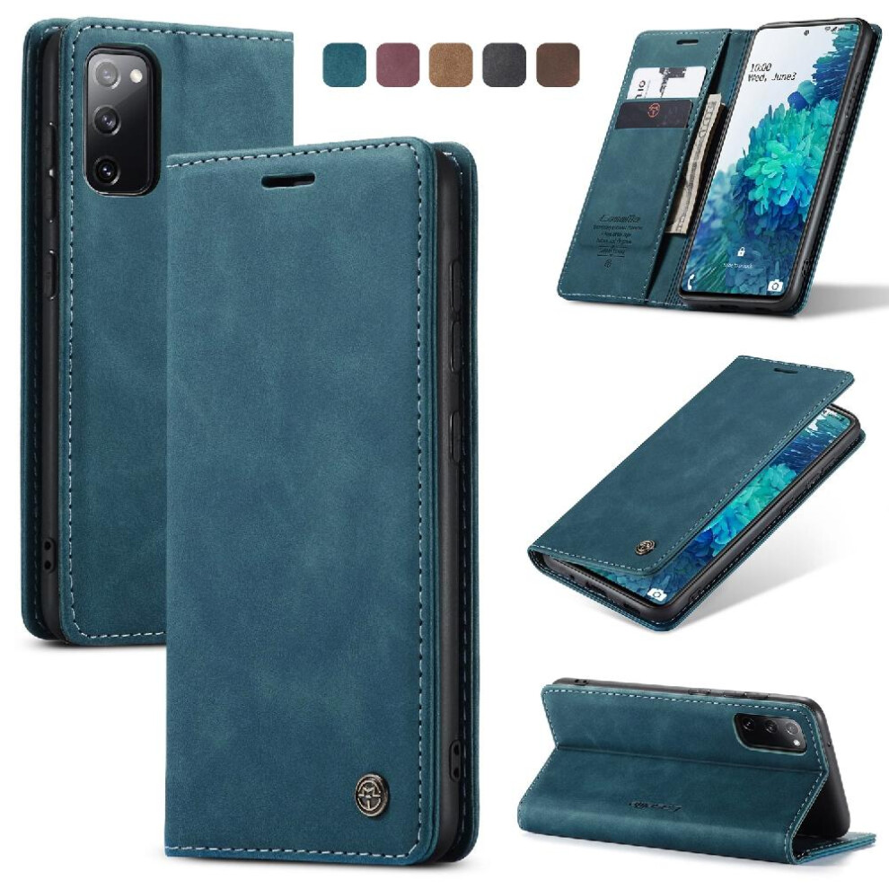(Blue) Flip Case For Samsung Galaxy S20 Fe Flip Folio Book Vintage Pu Leather Wallet Magnetic Closure Shockproof Case Card Slot Kickstand Blue 764549485338