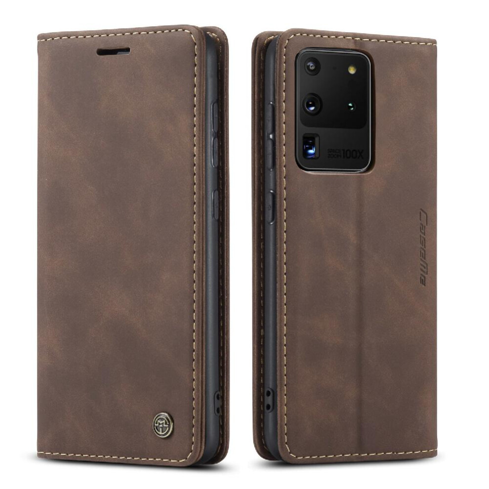 (Brown) Flip Case For Samsung Galaxy S20 Ultra Case Card Slot Kickstand Vintage Pu Leather Wallet Flip Folio Book Magnetic Closure Shockproof Brown 764549485390