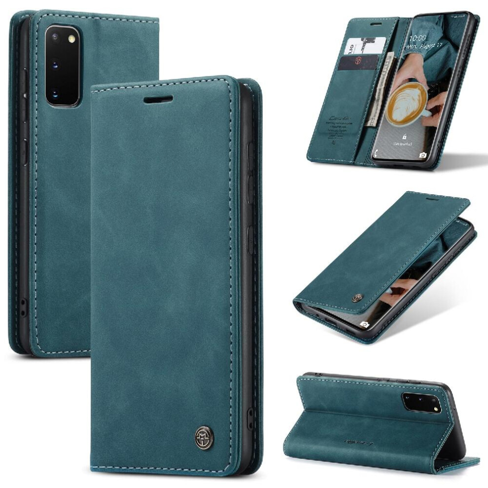 (Blue) Flip Case For Samsung Galaxy S20 Case Card Slot Kickstand Flip Folio Book Magnetic Closure Shockproof Vintage Pu Leather Wallet Blue 764549485437