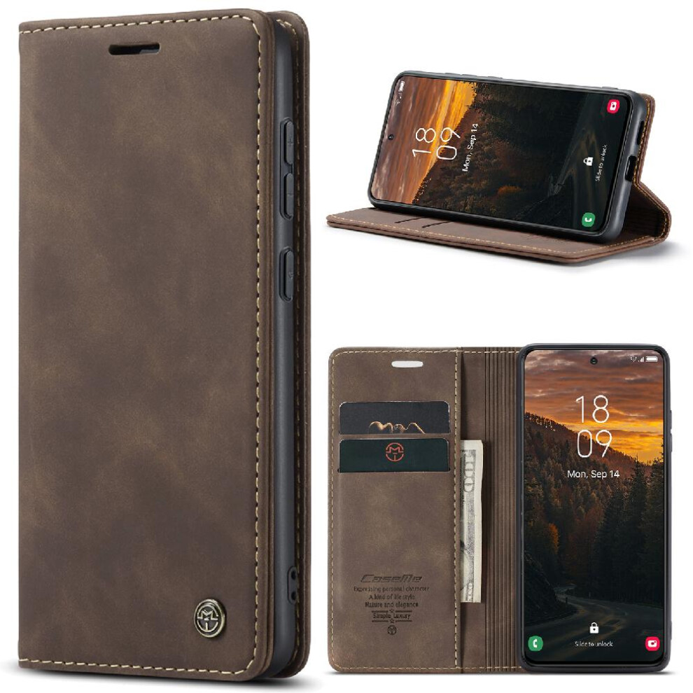 (Brown) Flip Case For Samsung Galaxy S24 Plus Case Card Slot Kickstand Vintage Pu Leather Wallet Magnetic Closure Shockproof Flip Folio Book Brown 764549486090