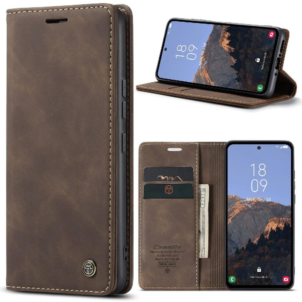 (Brown) Flip Case For Samsung Galaxy A54 5G Magnetic Closure Shockproof Case Card Slot Kickstand Flip Folio Book Vintage Pu Leather Wallet Brown 764549486199