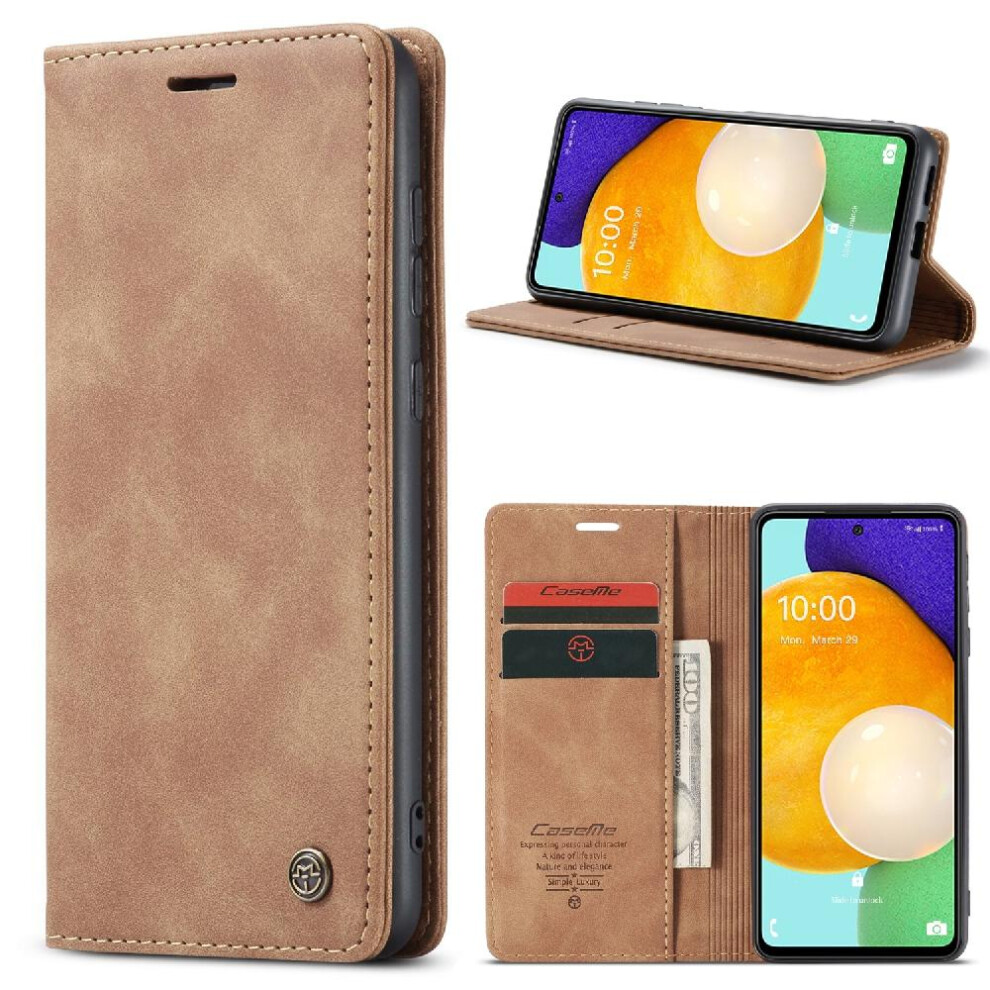 (Yellow) Flip Case For Samsung Galaxy A53 5G Magnetic Closure Shockproof Case Card Slot Kickstand Flip Folio Book Vintage Pu Leather Wallet Yellow 764549486229