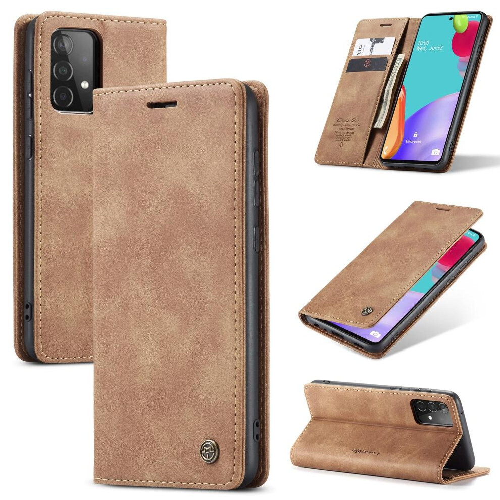 (Yellow) Flip Case For Samsung Galaxy A52 4G/5G Vintage Pu Leather Wallet Case Card Slot Kickstand Flip Folio Book Magnetic Closure Shockproof Yellow 764549486328