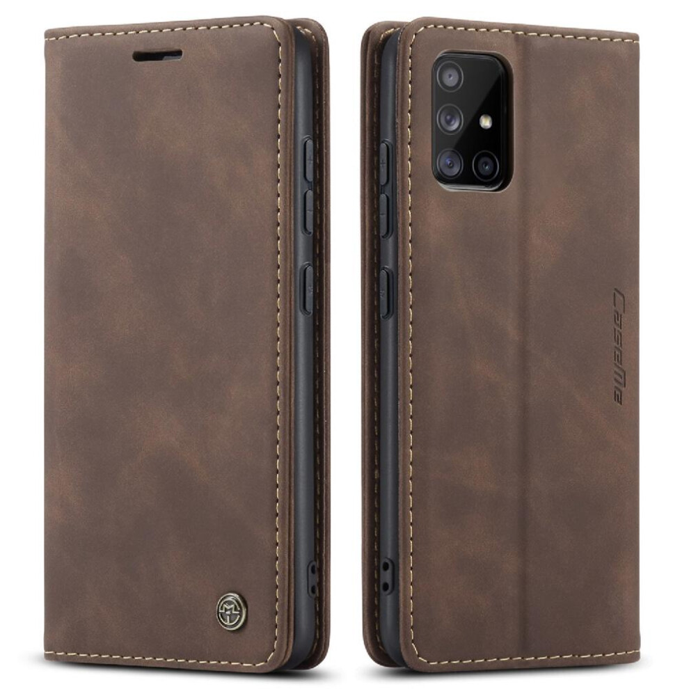 (Brown) Flip Case For Samsung Galaxy A51 4G Magnetic Closure Shockproof Vintage Pu Leather Wallet Case Card Slot Kickstand Flip Folio Book Brown 764549486397